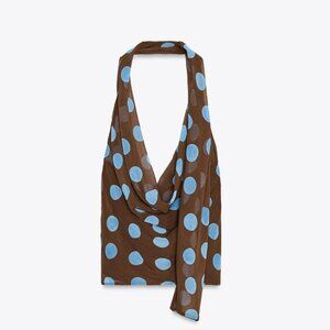 Zara polka dot halter top Brown Blue